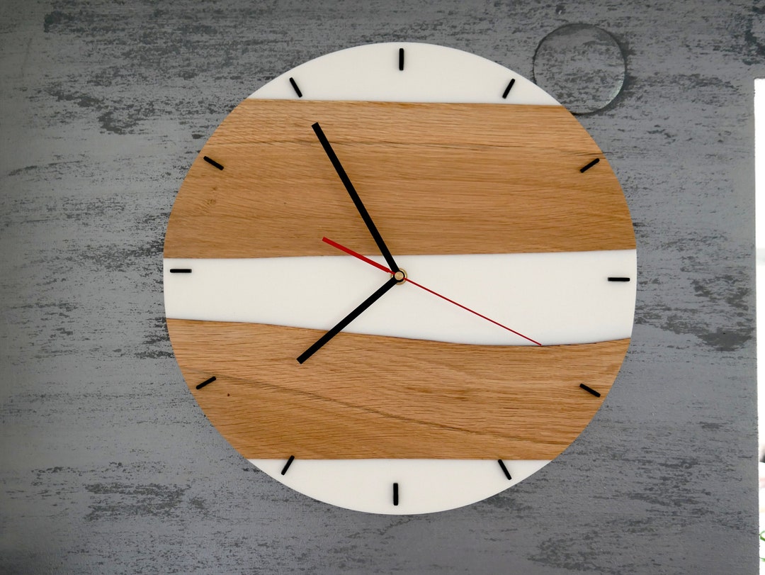 Custom Made Wall Clock Epoxy Wall Clock Oak Wood Clock Etsy