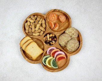 Exclusive Oak Wood Tray with Compartments for Snacks – Unique Gift for Any Occasion!