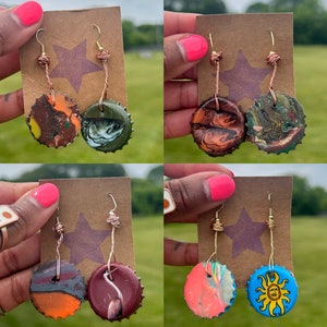 recycled bottle cap earrings