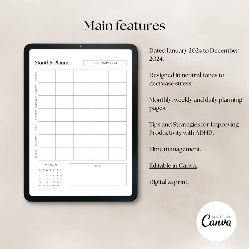2024 ADHD Digital Planner Stay Focused, Stay Organized iPad Friendly ...