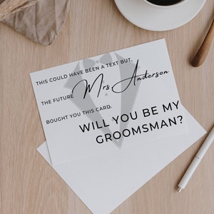 Will You Be My Groomsman, Groomsman Proposal Card, Funny Wedding Party Proposal Template, Customizable Digital Download image 1