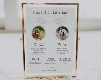 Pet Signature Cocktail Menu Template, Bridal Shower Drink Menu, Dog Photo Wedding Drink Sign, Bar Sign, Signature Drink, Printable