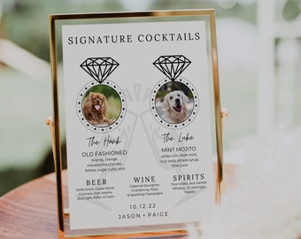 Signature Drink Sign, Wedding Bar Menu, Pet Signature Drink, Pet Bar Menu Wedding, Bridal Shower Drink Menu, Printable Template