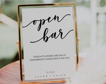 Open Bar Sign, Wedding Bar Menu, Drink Sign Wedding, Open Bar Wedding Sign, Wedding Open Bar Sign, Open Bar Sign Wedding