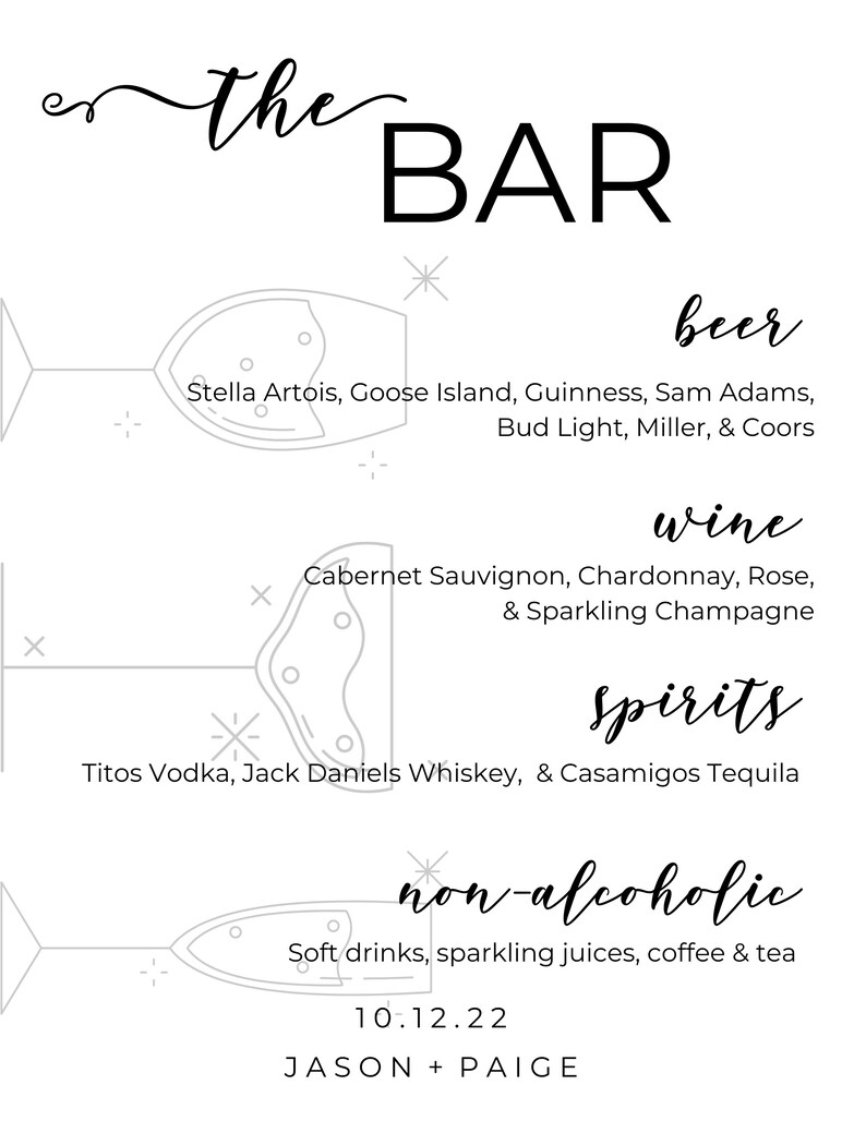 Signature Drink Sign, Wedding Bar Menu, Signature Drink, Bar Menu