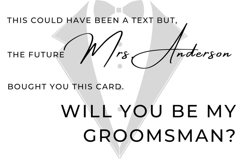 Will You Be My Groomsman, Groomsman Proposal Card, Funny Wedding Party Proposal Template, Customizable Digital Download image 2