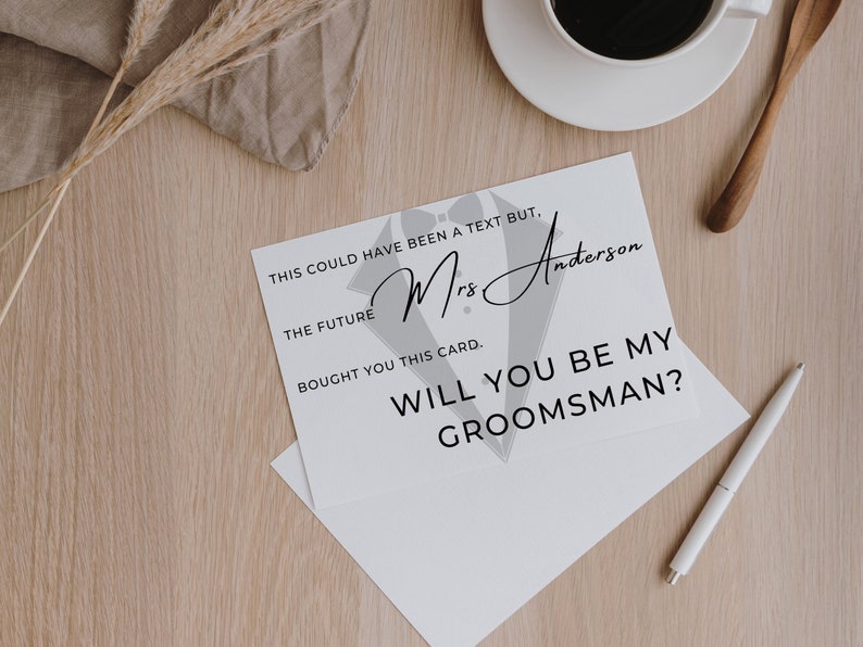 Will You Be My Groomsman, Groomsman Proposal Card, Funny Wedding Party Proposal Template, Customizable Digital Download image 1