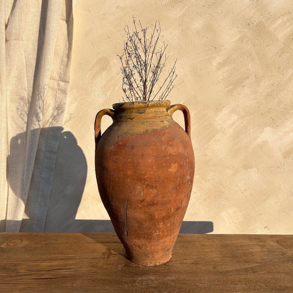 Vase turc antique en terre cuite - pot en terre cuite vintage, vase antique émaillé