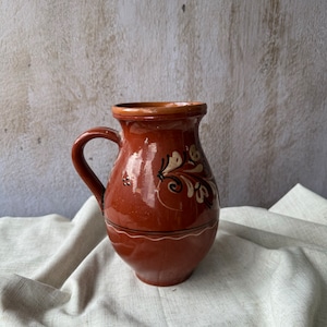 Hungarian Primitive Jug, Vintage Vase, Rustic Pottery Pitcher, Home Decor Gift, Historic Vessel, Antique Clay Vase, Farmhouse Decor