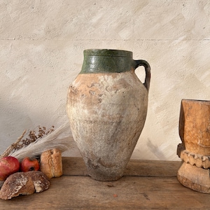 Antique Terracotta Vase, Vintage Pottery Clay Pot