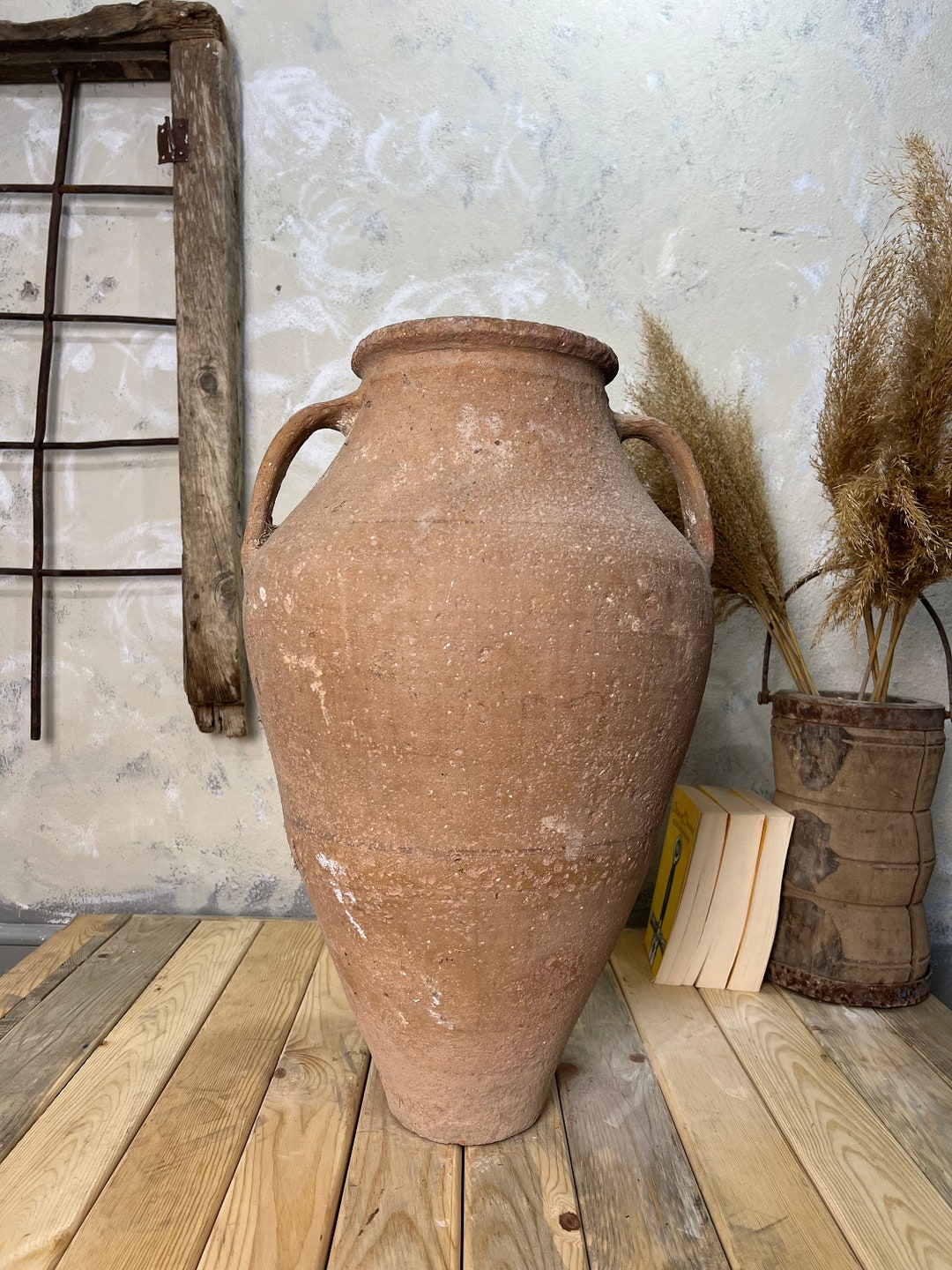Antique Terracotta Vase Pot Brown Vase Rustic Earthenware Etsy