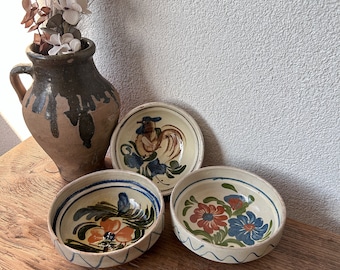 Vintage Handmade Ceramic Bowl Set - Decorative Glazed Cereal Bowl