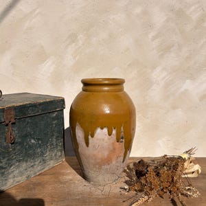 Antique Terracotta Vase, Vintage Pottery Clay Pot