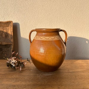 Antique Turkish Terracotta Vase - Vintage Pottery Clay Pot, Vintage Vessel, Terracotta Pot