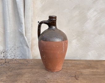 Vase antique en terre cuite | Poterie turque rustique | Cruche primitive | Récipient en bronze vieilli | Pot brun | Décoration d'intérieur wabi-sabi | Ancienne fermette