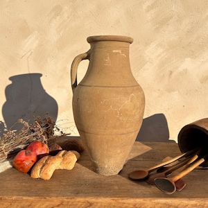 Antique Terracotta Vase, Vintage Pottery Clay Pot