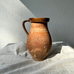 Hungarian Primitive Jug, Vintage Vase, Rustic Pottery Pitcher, Home Decor Gift, Historic Vessel, Antique Clay Vase,  Farmhouse Decor