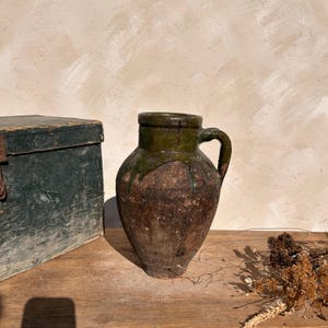 Antique Terracotta Vase, Vintage Pottery Clay Pot
