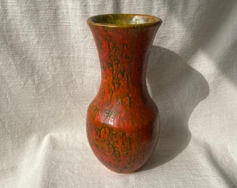 Vintage Vase, Handmade Ceramic, 70s Decor, Colourful Flower Vase, Retro Vase, Mid Century Home Decor, Vases for Flowers, Red Ceramic Vase