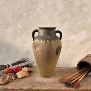 Antique Terracotta Vase, Vintage Pottery Clay Pot