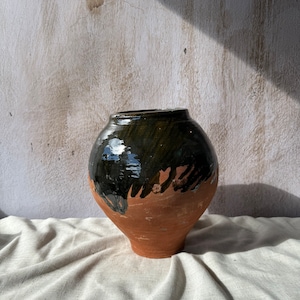Terracotta vase, Turkish Olive Jar, Rustic Pottery, Vintage Vase, Primitive Jug, Wabi Sabi Vase, Home Decor Gift, Cozy Neutral Vase