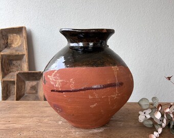 Vase en terre cuite, pot à olives turc, poterie rustique, vase vintage, pichet primitif, vase Wabi Sabi, cadeau déco, vase neutre confortable