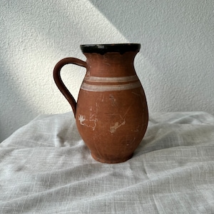 Hungarian Primitive Jug, Vintage Vase, Rustic Pottery Pitcher, Home Decor Gift, Historic Vessel, Antique Clay Vase,  Farmhouse Decor