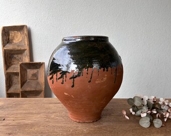 Vase en terre cuite, pot à olives turc, poterie rustique, vase vintage, pichet primitif, vase Wabi Sabi, cadeau déco, vase neutre confortable