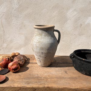 Antique Terracotta Vase, Rustic Turkish Pottery, Primitive Jug, Aged Vessel, Brown Pot, Wabi Sabi Pottery