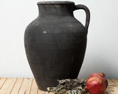 Natural Black Clay Vessel, Clay Pot, Rustic Earthenware Decoration , Primitive Jug, Amphora, Pottery, Wabi sabi Vase