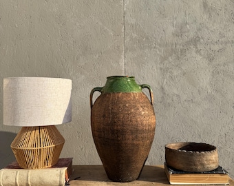 Vaso turco antico, vaso da fiori in ceramica vintage, arredamento rustico per la casa, vaso in ceramica Wabi Sabi, vaso da fiori in terracotta