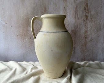 Beige Terracotta vase, Turkish Olive Jar, Rustic Pottery, Vintage Vase, Primitive Jug, Wabi Sabi Vase, Home Decor Gift, Cozy Neutral Vase
