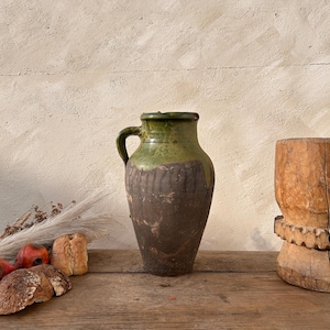 Antique Terracotta Vase, Vintage Pottery Clay Pot