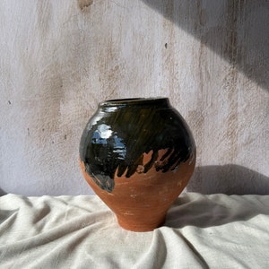 Terracotta vase, Turkish Olive Jar, Rustic Pottery, Vintage Vase, Primitive Jug, Wabi Sabi Vase, Home Decor Gift, Cozy Neutral Vase