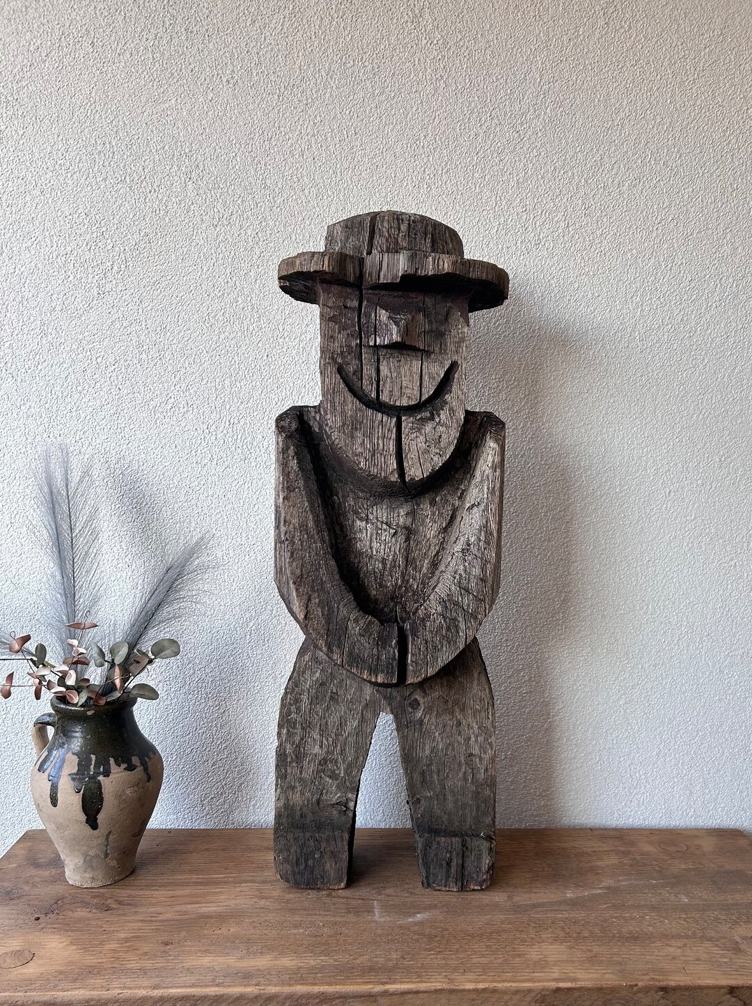 Vintage Wooden Garden Statues Antique Garden Decoration Etsy