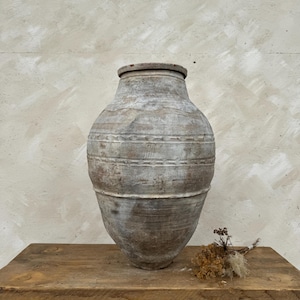 Antique Terracotta Vase, Vintage Pottery Clay Pot