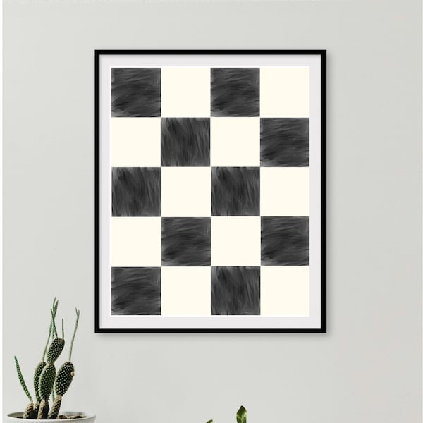 Checkerboard wall art / Target inspo / Checkered art / Black and white art / Home Decor