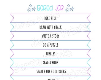 Kids Bored Jar Printable: 48 Summer Activities (PNG Files)