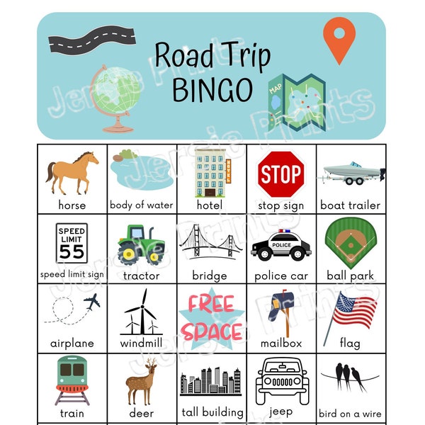Road Trip Bingo / Kids travel activity / Screen Free Activity / Travel Games / Road Trip Activity