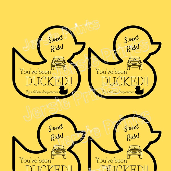 You've Been Ducked printable cards / Jeep Game / Duck Duck Jeep / Jeep Ducked tags / Rubber Duck Jeep Tags