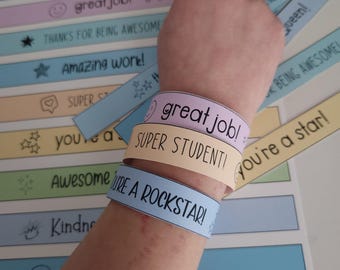 Pulseras de recompensa imprimibles / Premios para estudiantes / Pulseras de elogio / Pulsera de recompensa / Premios para clases / Recompensas para maestros / Recompensas para estudiantes / DIGITAL