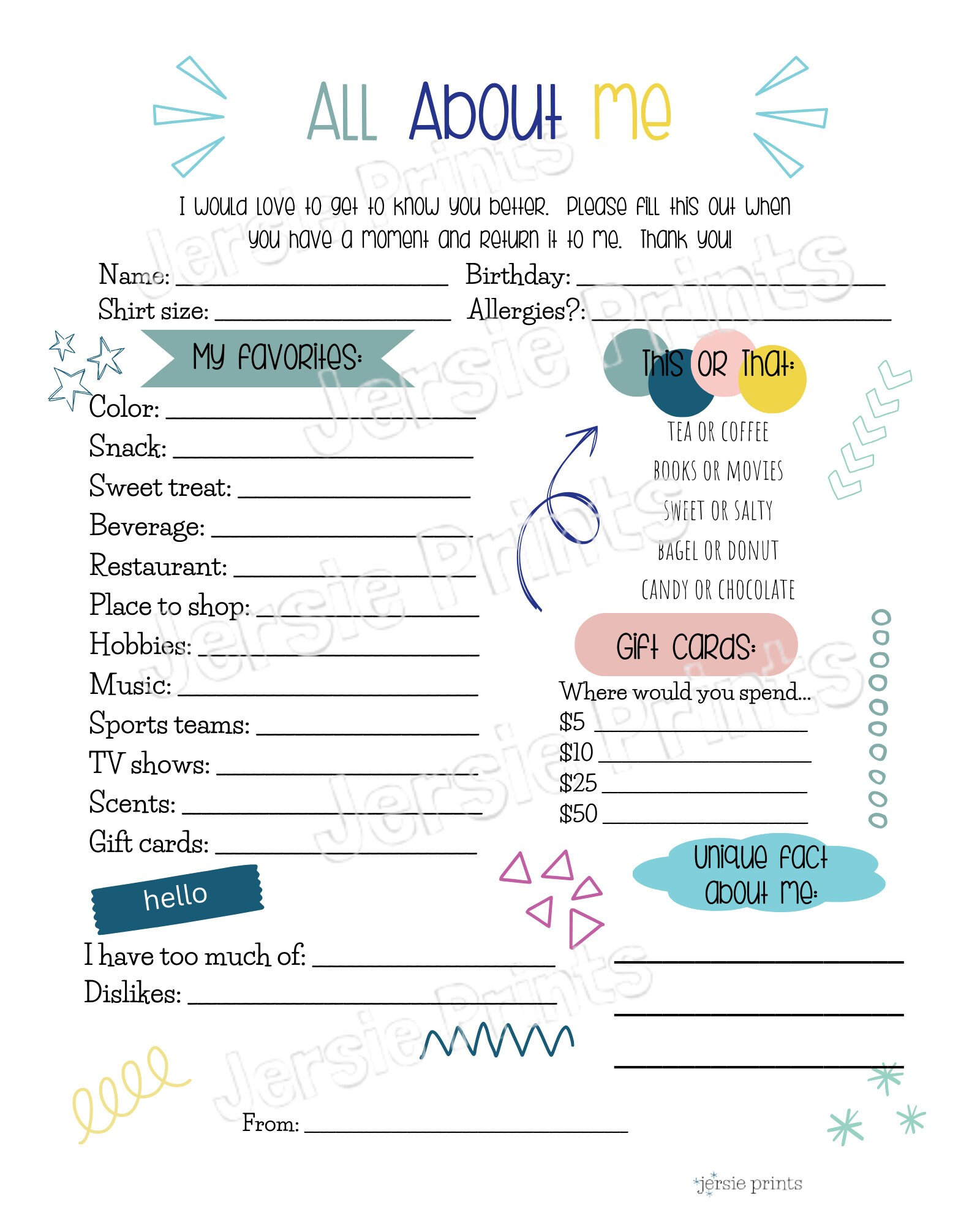 Pen Pal Info Sheet - Etsy pen-pal-info-sheet-etsy