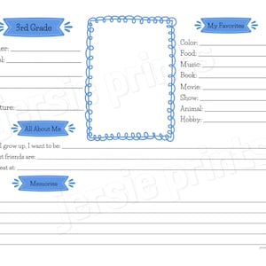School Keepsake Printable / Grade School Memory Keeper / School Years Organization /School Memory Info Page / School Paper Organization