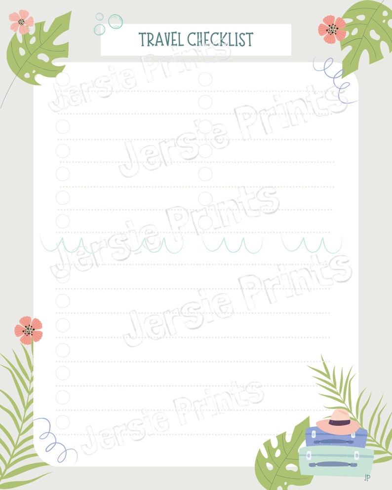 Travel Checklist Printable / Vacation List / Organization / to Do List ...
