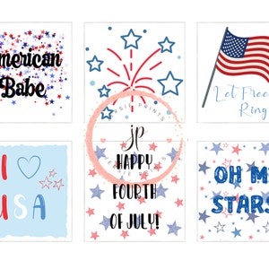 Fourth of July mini prints / 4th of July gift tags / July 4th garland / Summer matching game / Independence day