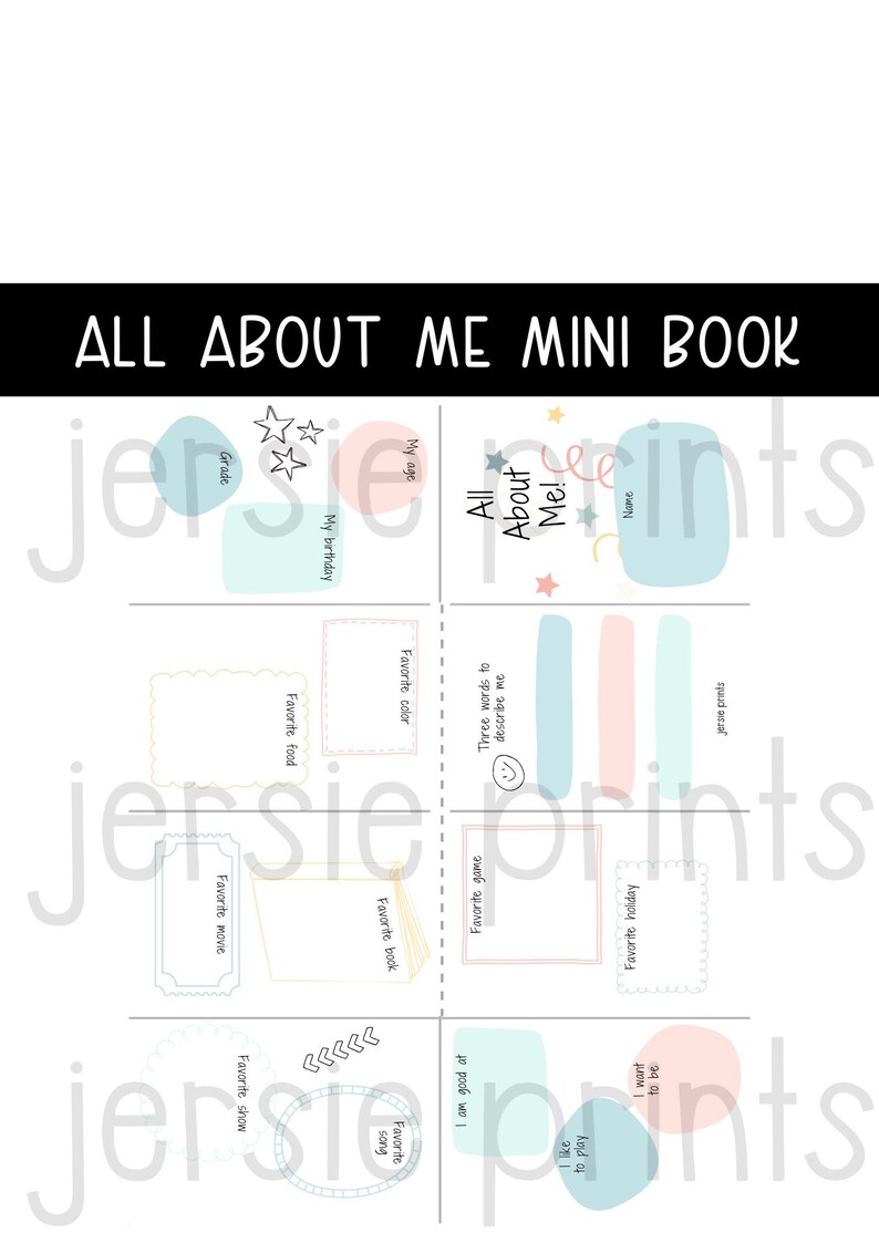 Mini All About Me Book Printable / Student Activity Book / Class ...