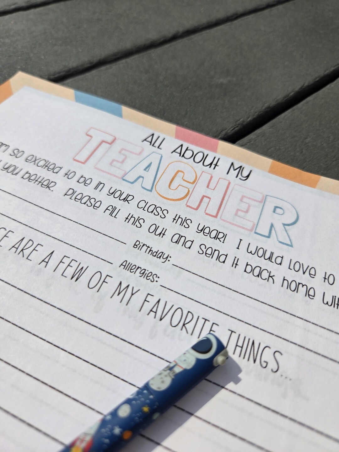Teacher Favorite Things Printable Questionnaire (PNG File) - Etsy