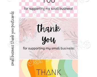 Postal de agradecimiento imprimible / Tarjeta de agradecimiento para pequeñas empresas / Inserción de pedido / Embalaje para pequeñas empresas / Suministros de marketing para pequeñas tiendas