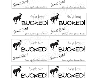 Carte stampabili "Sei stato Bucked" / Gioco Bronco / Buck Buck Bronco / Tag Ford Bronco Bucked