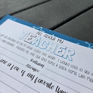 All About My Teacher / Teacher Favorite Things / First Day of School / Get to know me / Teacher Questionnaire / Male teacher / PTO survey